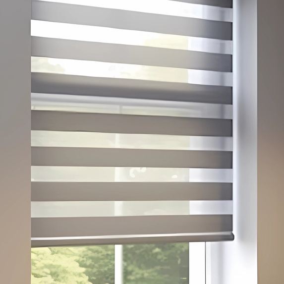 Vision day-and-night blind with alternating sheer and solid bands